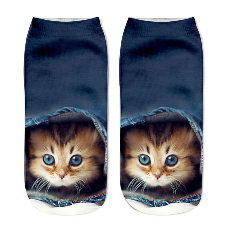 Cute Cat Print Cotton Breathable Socks