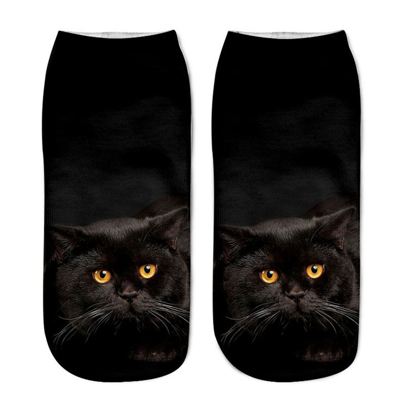 Cute Cat Print Cotton Breathable Socks