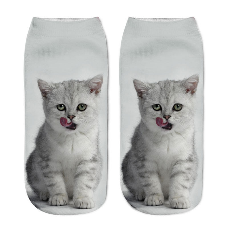 Cute Cat Print Cotton Breathable Socks