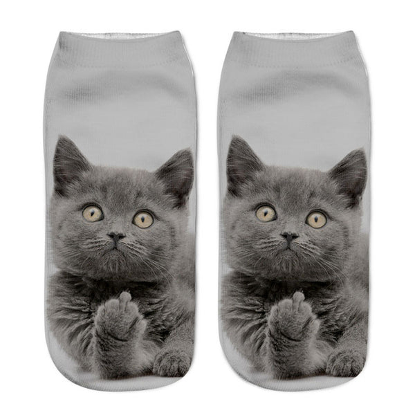 Cute Cat Print Cotton Breathable Socks