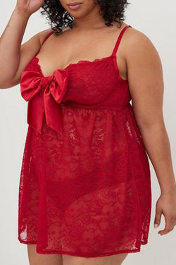 Underwire Babydoll Top Lace & Bow Red