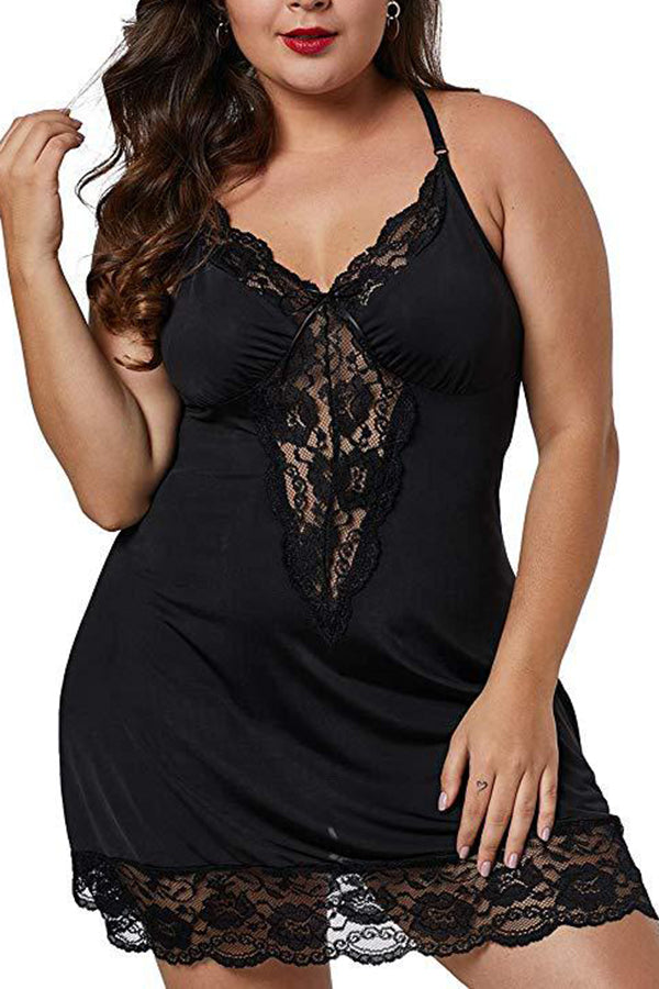 Lace And Satin Plus Size Babydoll