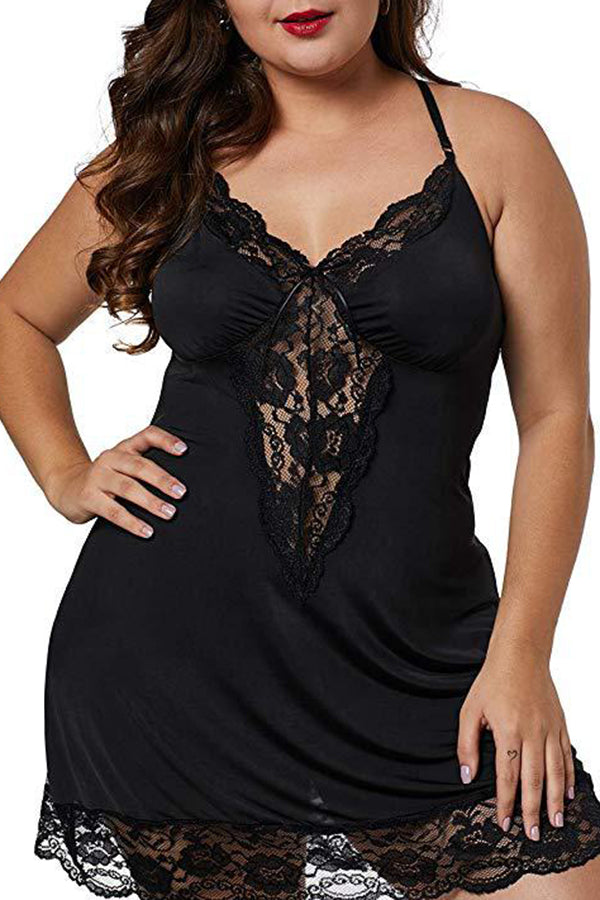 Lace And Satin Plus Size Babydoll