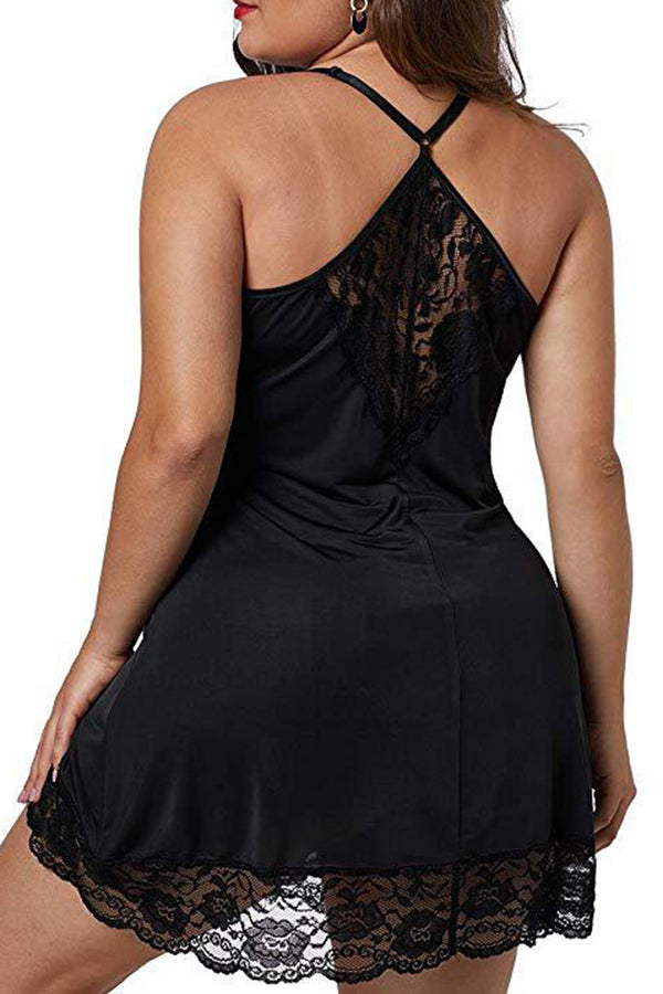 Lace And Satin Plus Size Babydoll