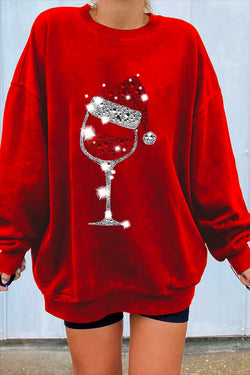 Loose Crew Neck Casual Christmas Sweatshirt