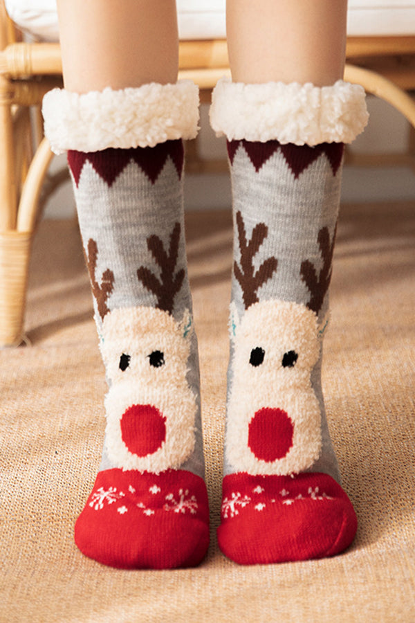 Christmas Cartoon Elk Thicken Non-Slip Floor Socks