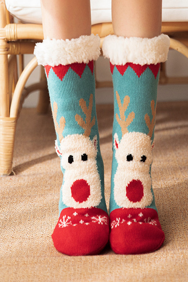 Christmas Cartoon Elk Thicken Non-Slip Floor Socks