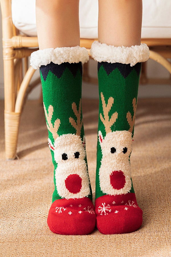 Christmas Cartoon Elk Thicken Non-Slip Floor Socks