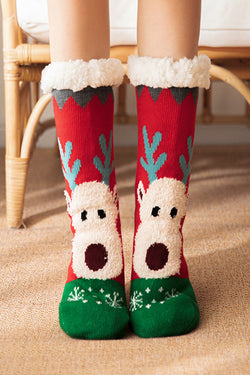 Christmas Cartoon Elk Thicken Non-Slip Floor Socks