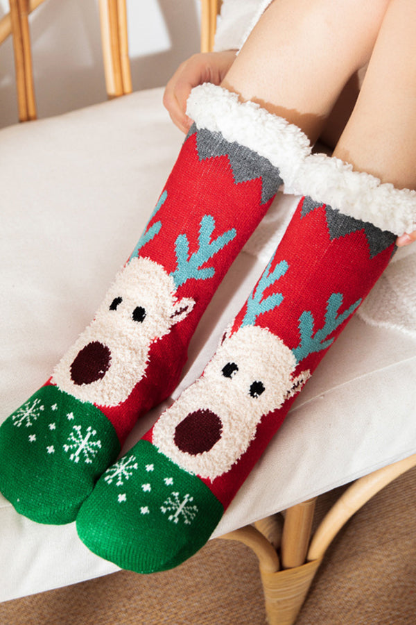 Christmas Cartoon Elk Thicken Non-Slip Floor Socks