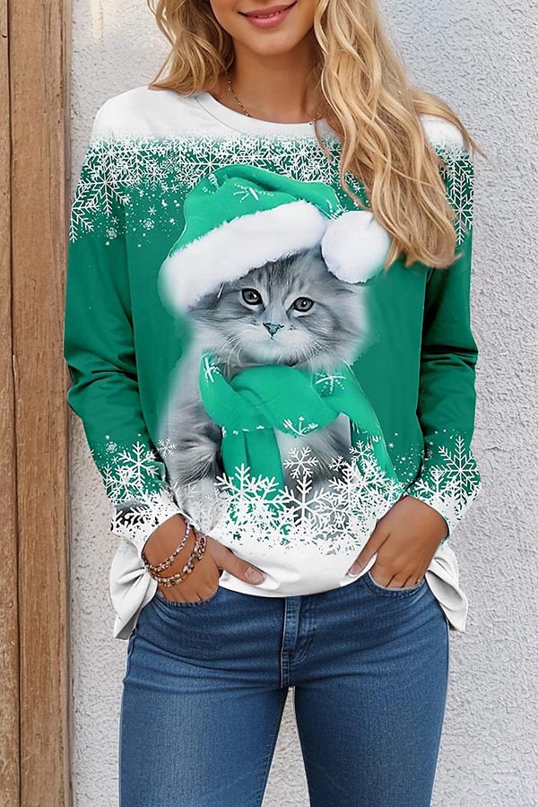 Christmas Print Long Sleeve T-Shirt