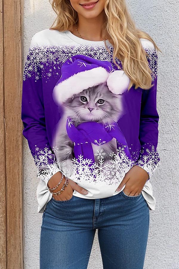 Christmas Print Long Sleeve T-Shirt