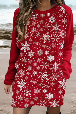 Christmas Print Sweatshirt Dress