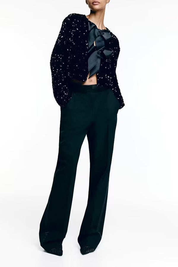 Sequined Tie-Back Blouse