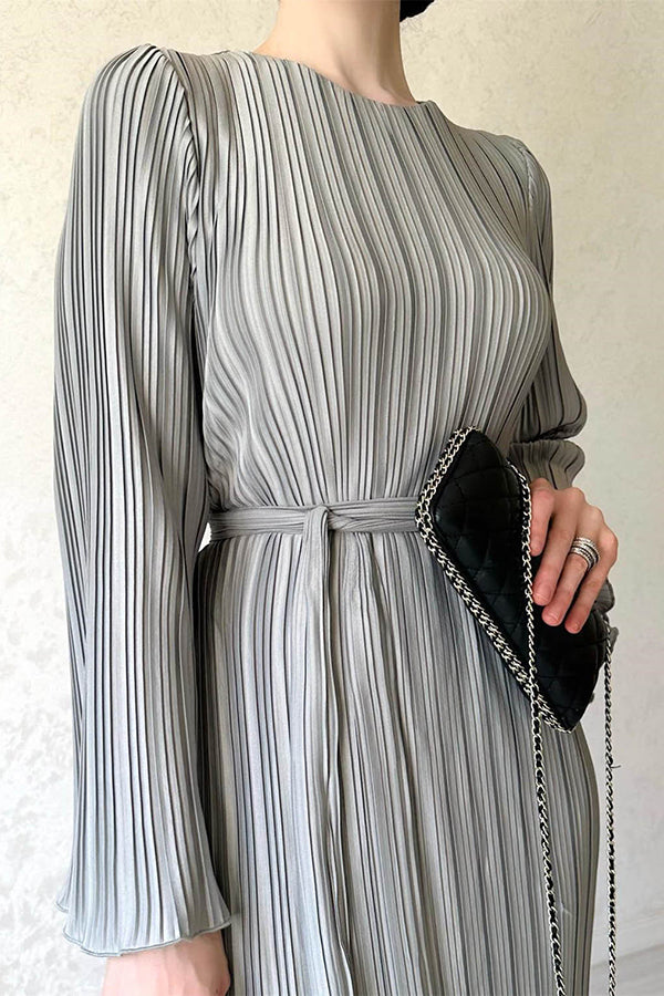 Pleated Bell Sleeve Maxi Dress