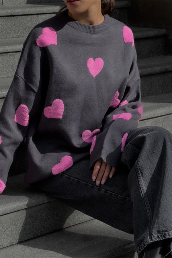 Heart Embroidered Sweater