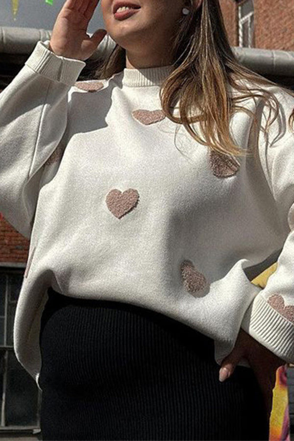 Heart Embroidered Sweater