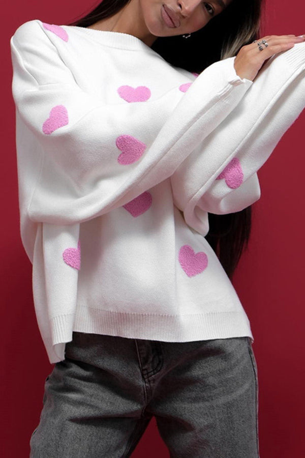 Heart Embroidered Sweater