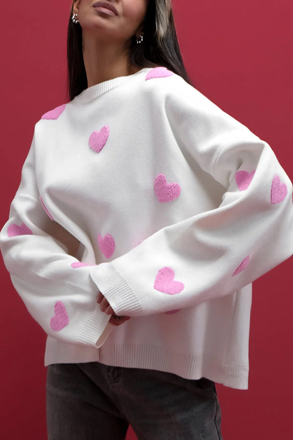 Heart Embroidered Sweater