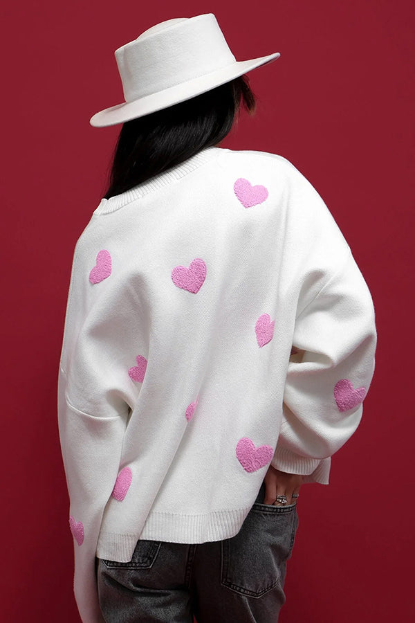 Heart Embroidered Sweater