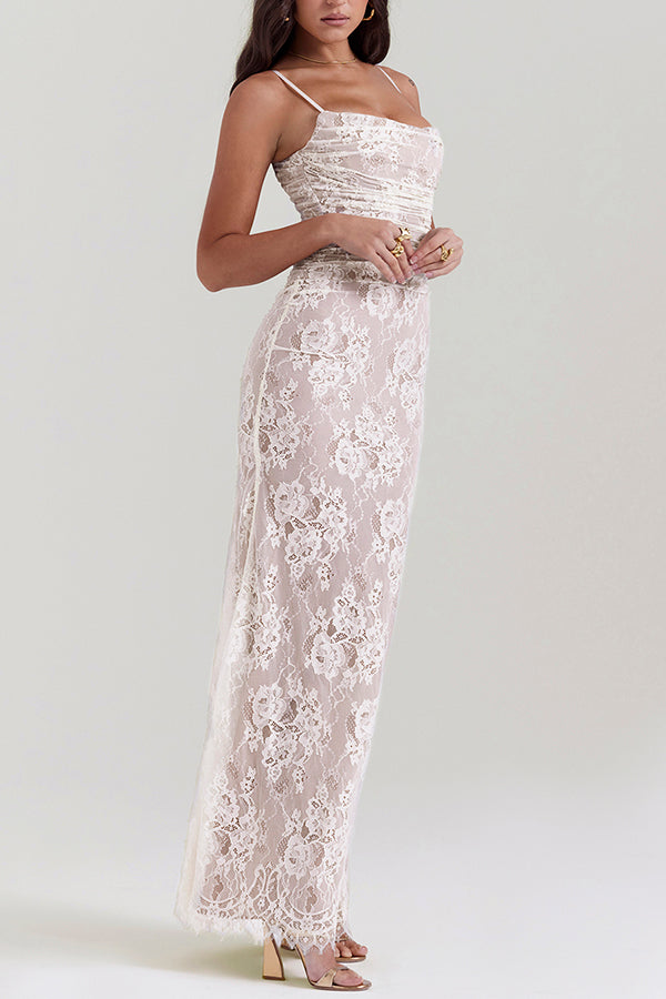 Vintage Cream Lace Maxi Dress