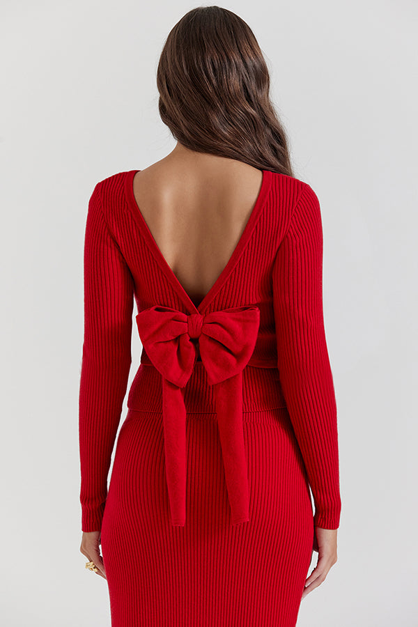 Scarlet Cashmere Blend Bow Sweater Set