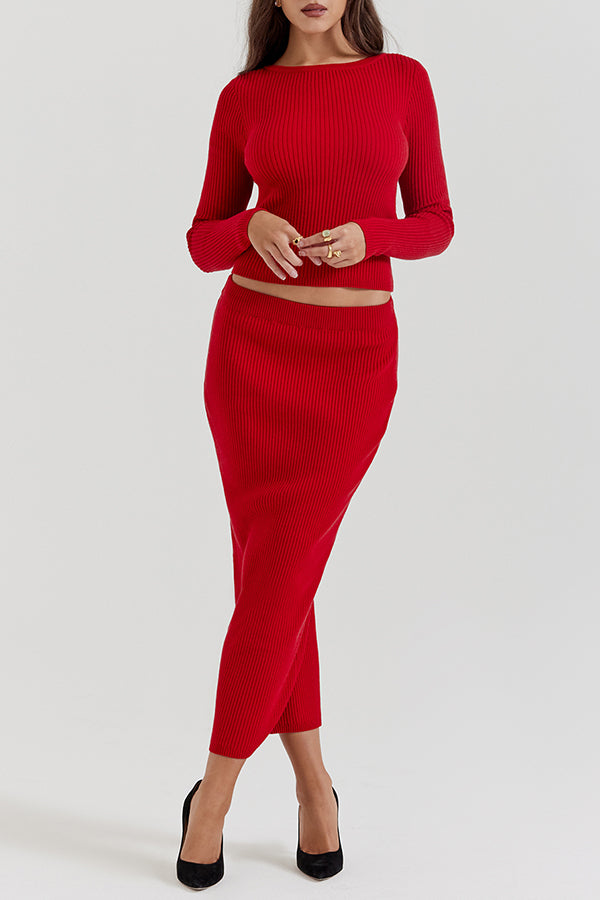 Scarlet Cashmere Blend Bow Sweater Set