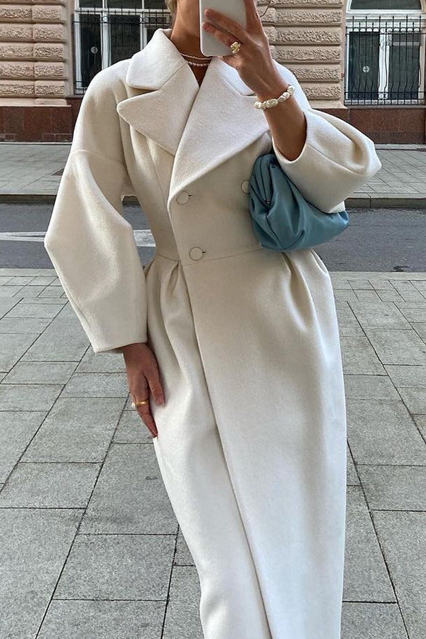 Casual Lapel Collar Plain Woolen Coat