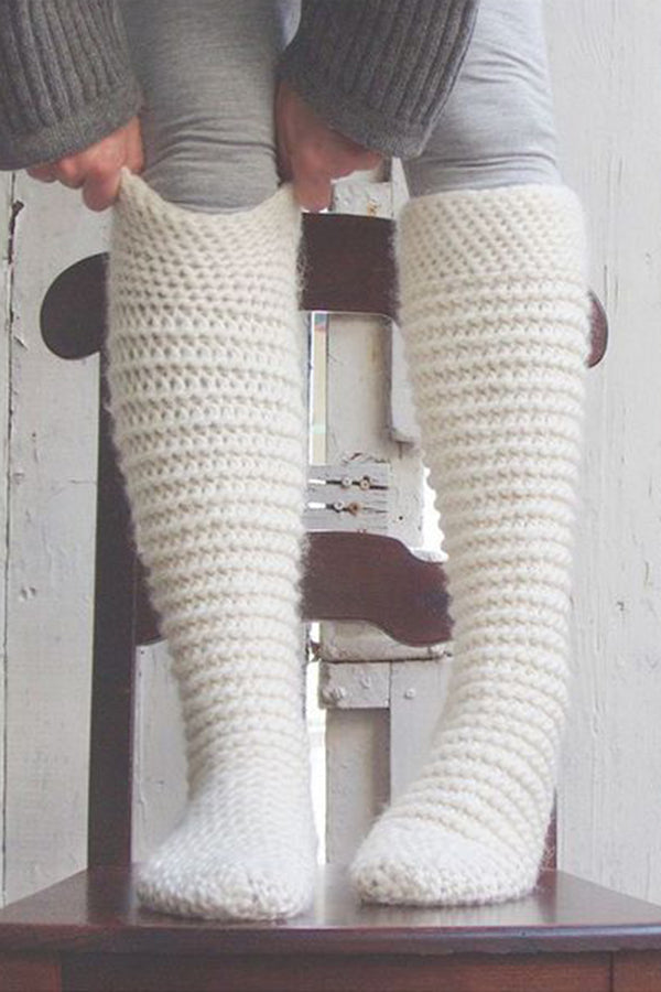 White Warm Woven Socks