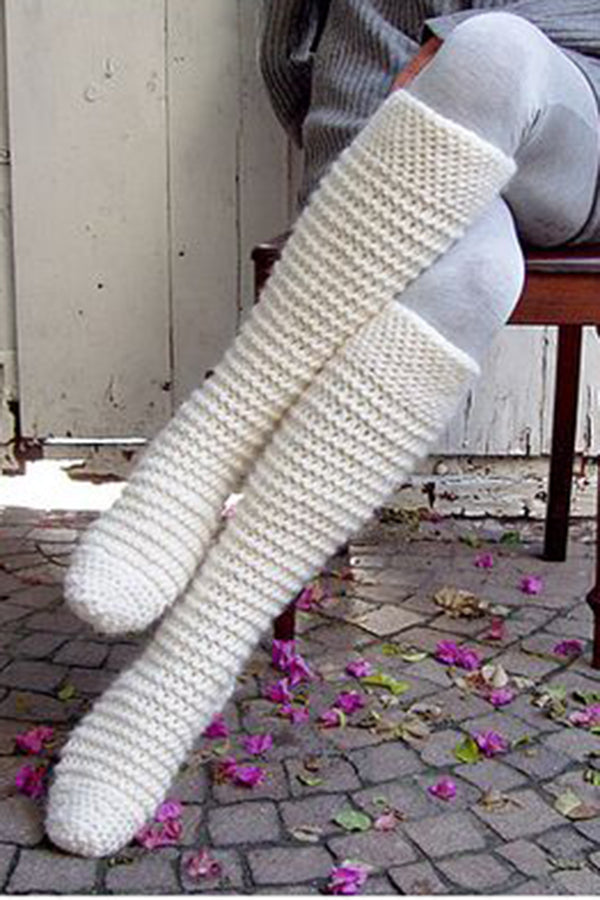 White Warm Woven Socks