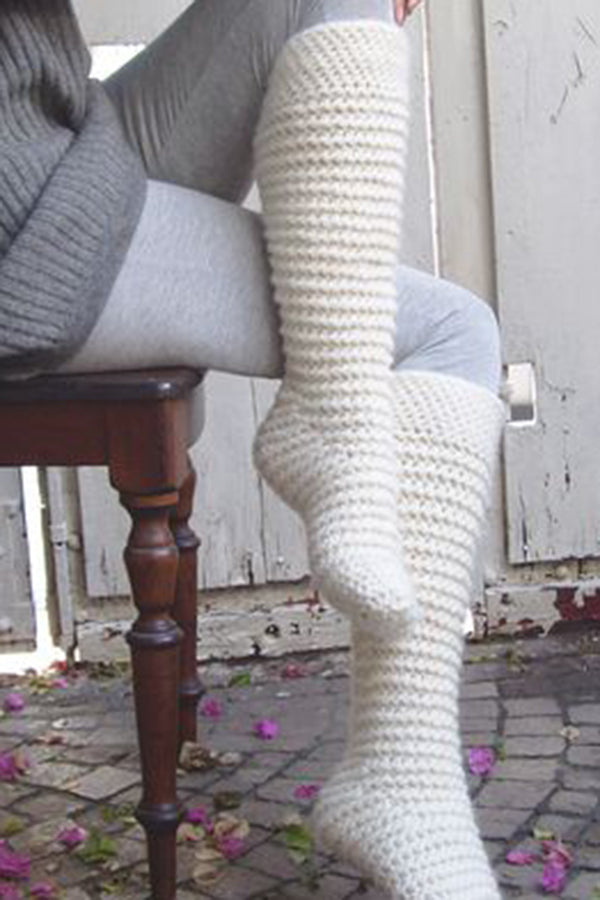 White Warm Woven Socks