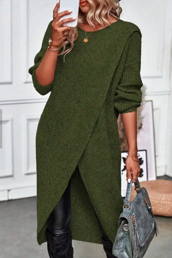 Essnce Solid Wrap Hem Sweater