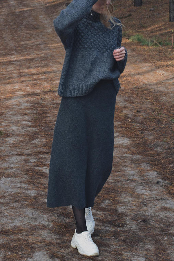 Dark Gray Cashmere Knitted Set