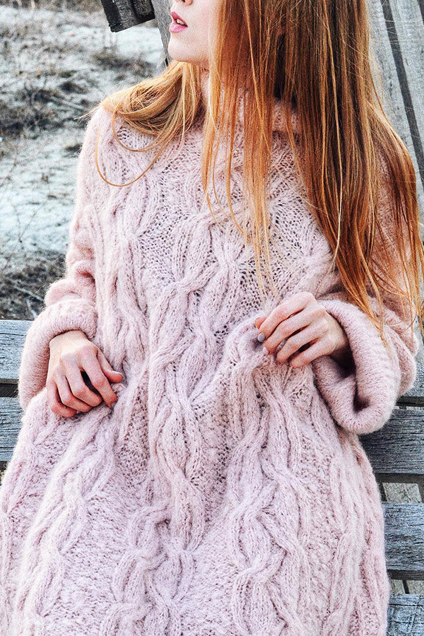 Pink Cashmere Hand Knitted Sweater Dress