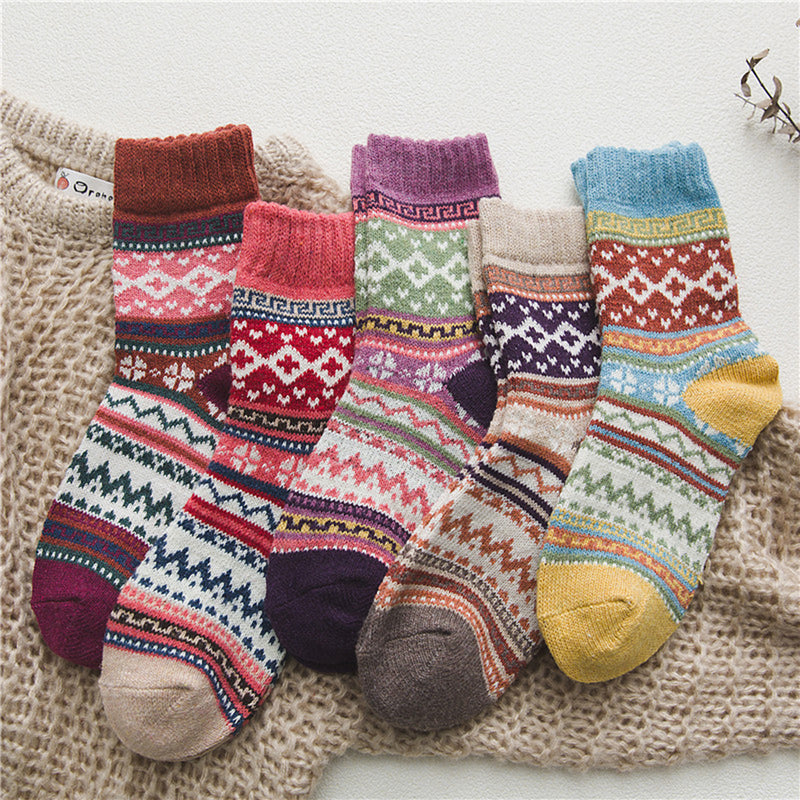 Thickened Warm Women's Wool Socks (5 PAIRS)