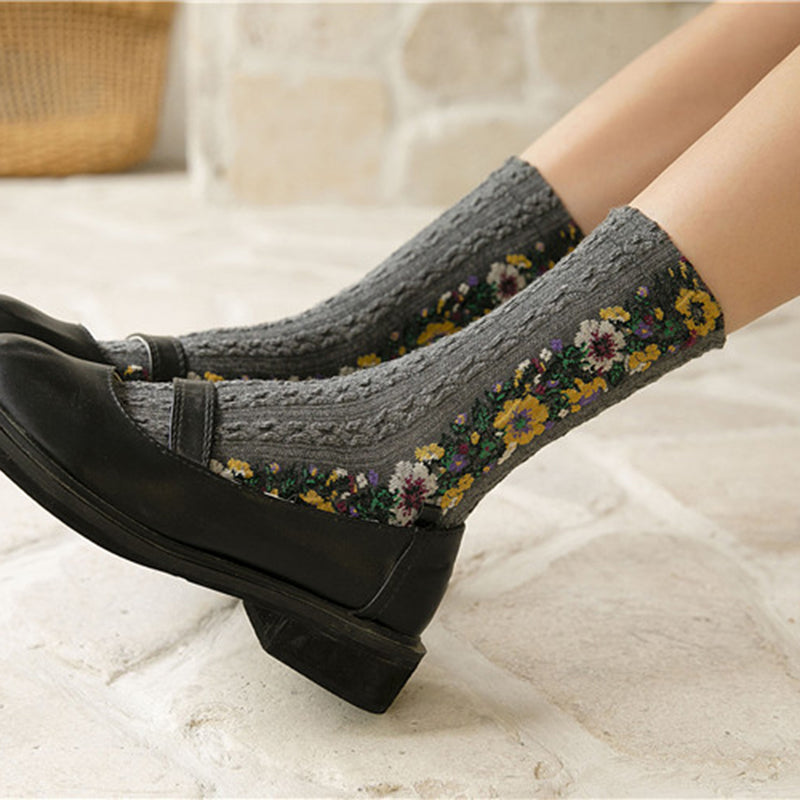 Twist Floral Socks (5 PAIRS)