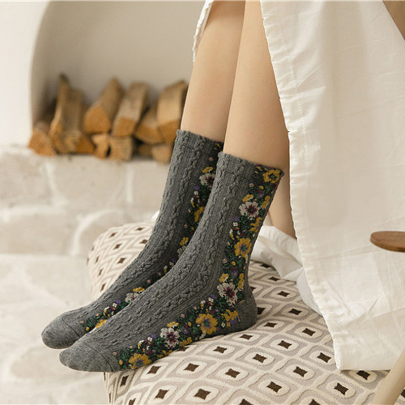 Twist Floral Socks (5 PAIRS)