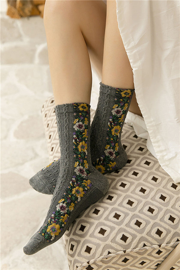 Twist Floral Socks (5 PAIRS)