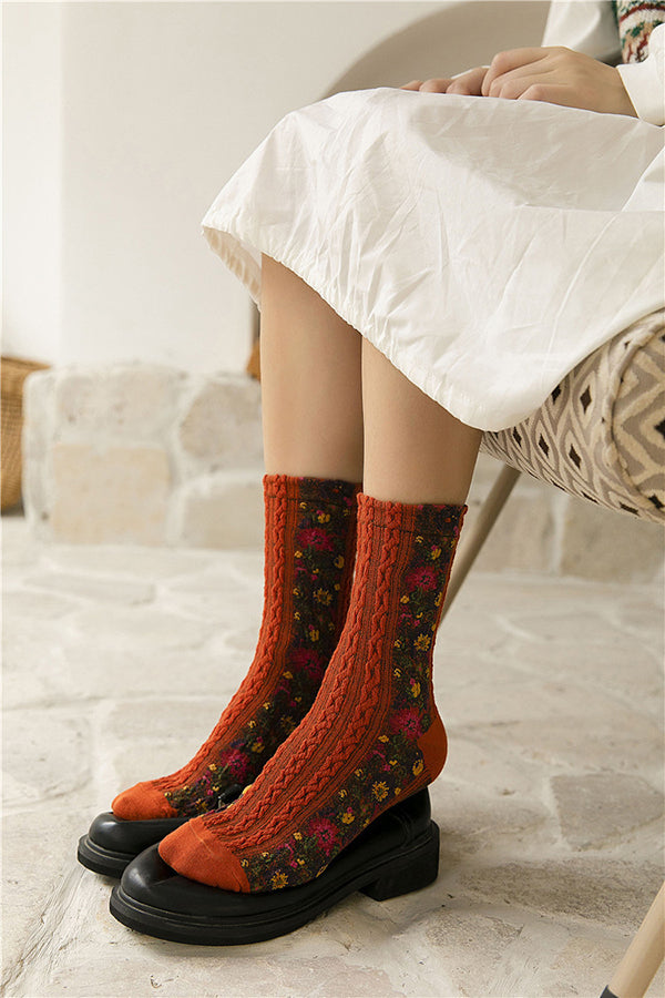 Twist Floral Socks (5 PAIRS)