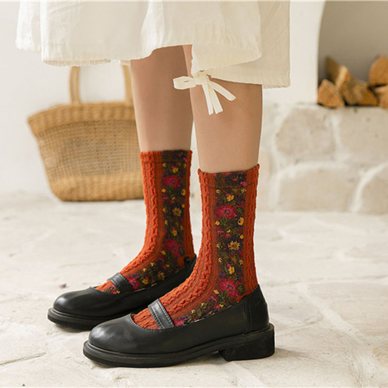 Twist Floral Socks (5 PAIRS)