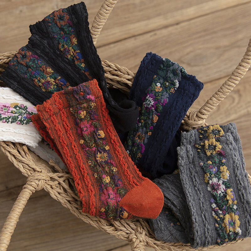 Twist Floral Socks (5 PAIRS)