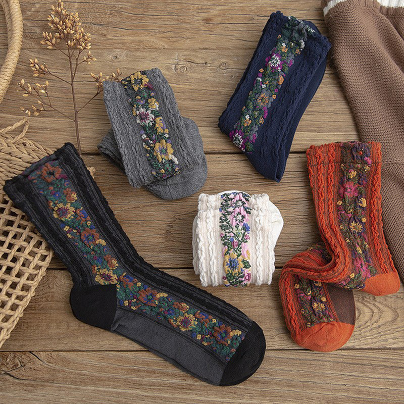 Twist Floral Socks (5 PAIRS)