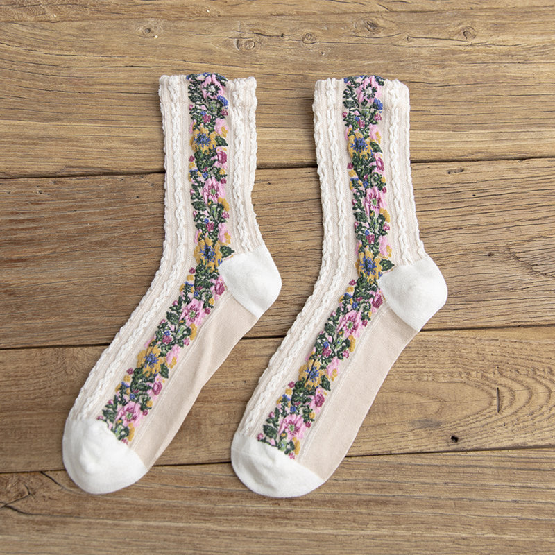 Twist Floral Socks (5 PAIRS)