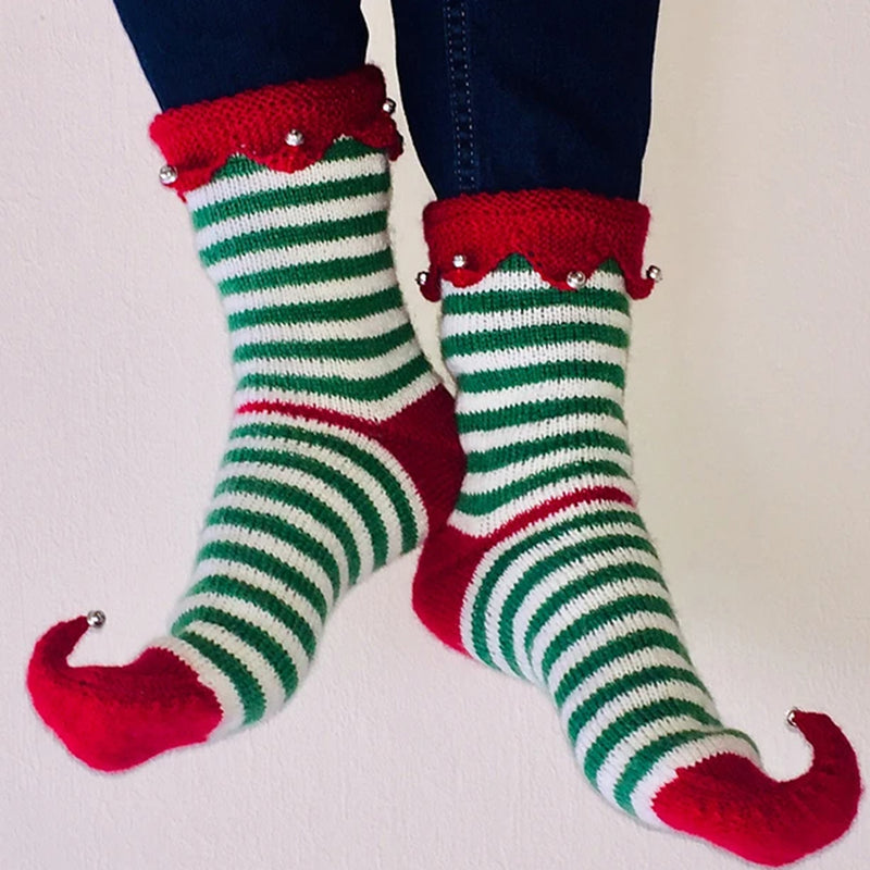 Red And Green Striped Christmas Socks