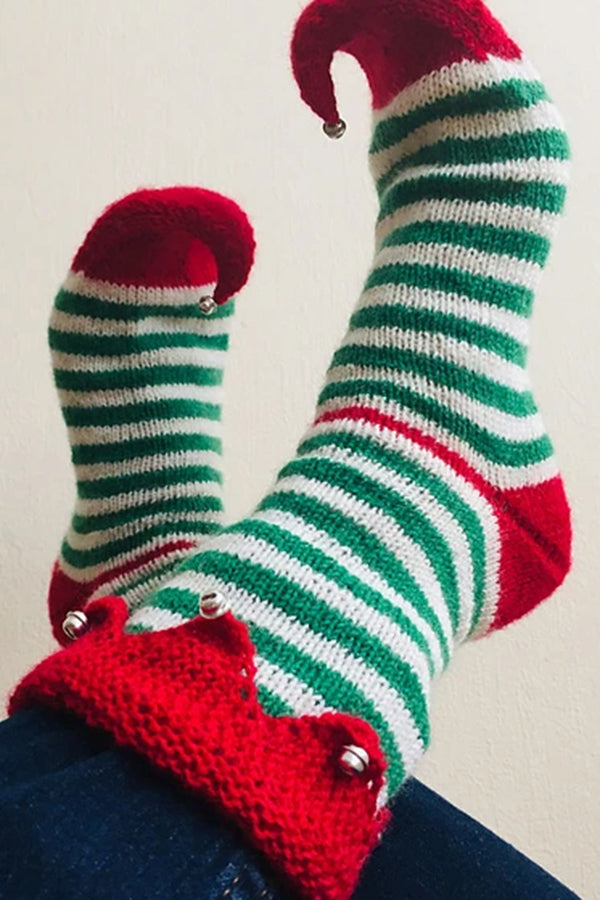 Red And Green Striped Christmas Socks