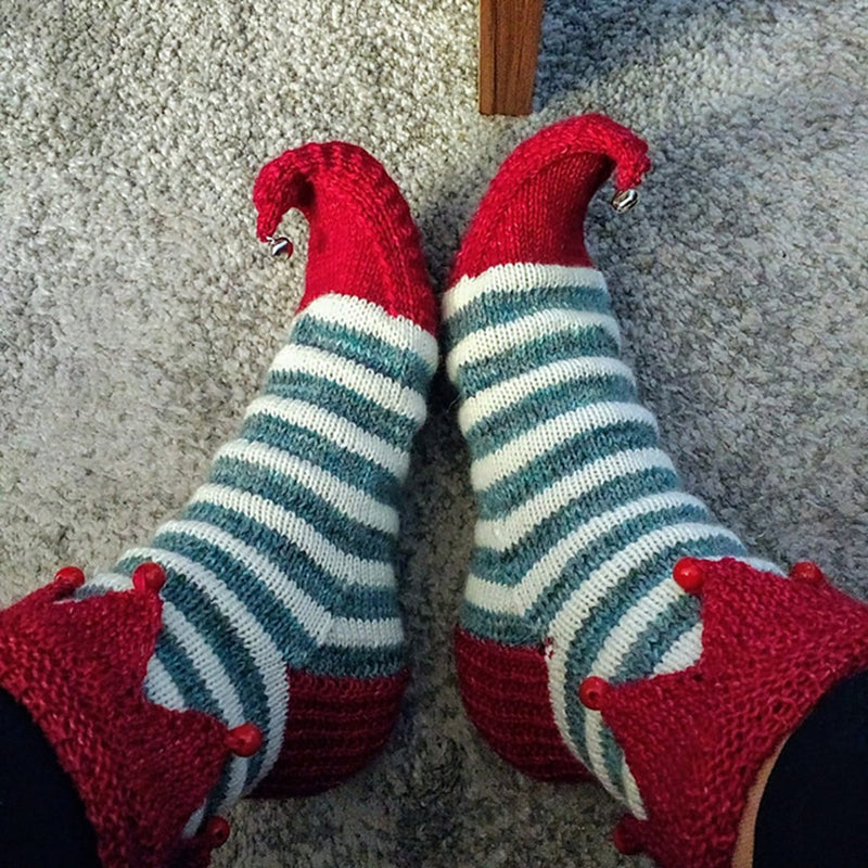 Red And Green Striped Christmas Socks