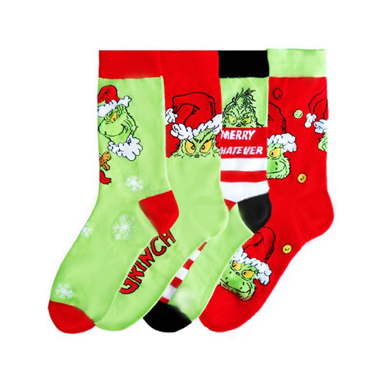 4 Pairs Of Christmas Grinch Warm Socks