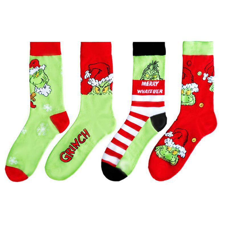 4 Pairs Of Christmas Grinch Warm Socks