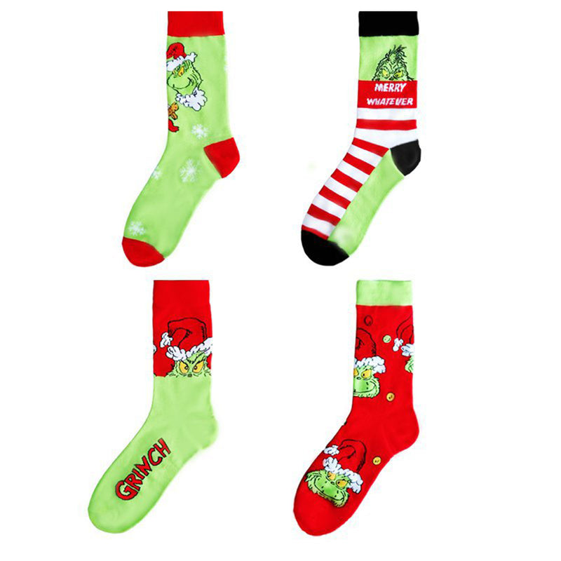 4 Pairs Of Christmas Grinch Warm Socks