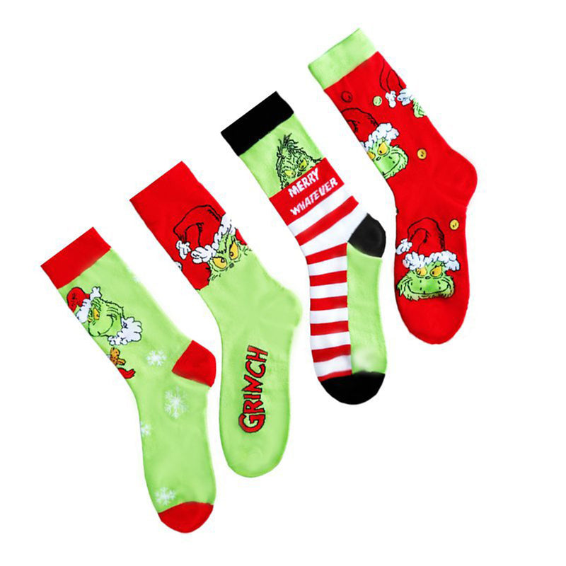 4 Pairs Of Christmas Grinch Warm Socks